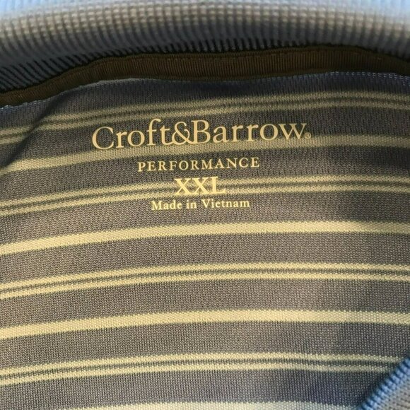 Croft & Barrow Men's 2-Button Golf Polo Shirt Se XXL in Blue Stripes Activewear - Picture 9 of 13